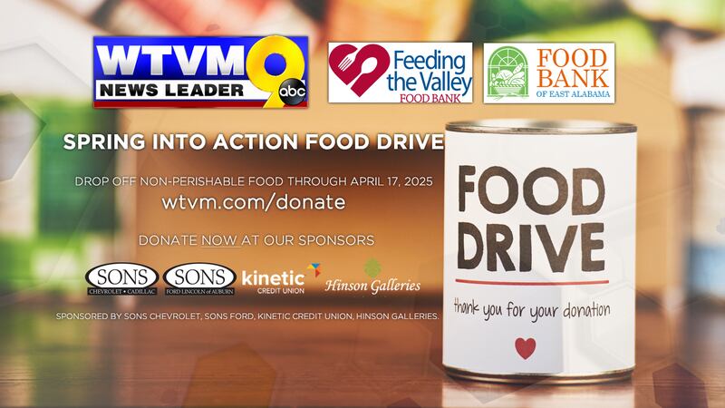 Wtvm Help to stock shelves by donating to WTVM’s Spring Into Action Food Drive