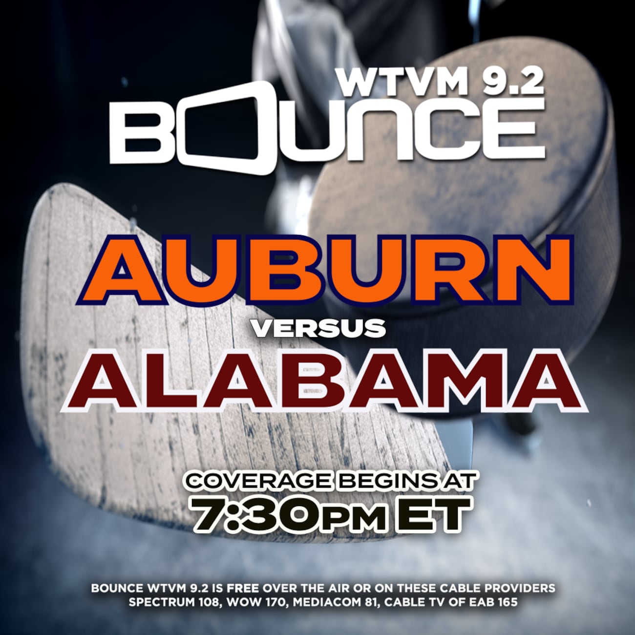 Wtvm Alabama vs Auburn club hockey game to be televised on WTVM 9.2 Bounce TV