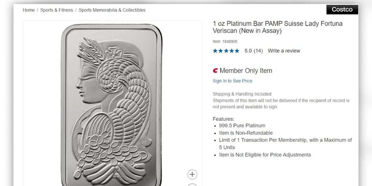 Costco is now selling platinum bars - WTVM