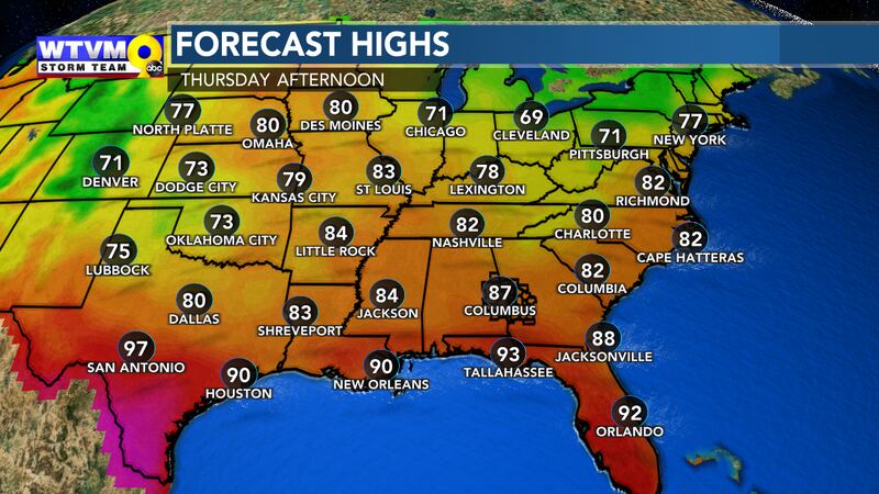 Thursday Temperature The Chance of Rain Sticks Around for Thursday