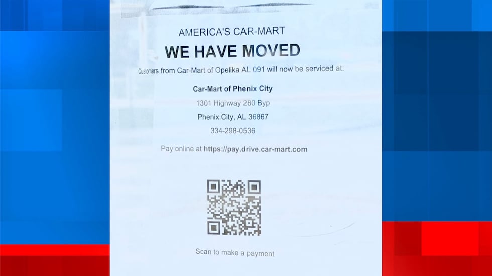 Američki Car-Mart u Opeliki je zatvoren. Kupci su sada usmjereni na stranicu Phenix Cityja.