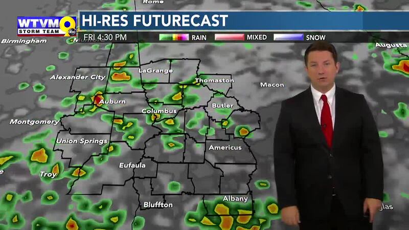 Lots of scattered showers and storms are expected Friday afternoon and evening.